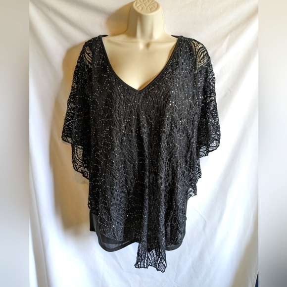 Brittany Black Tops - Brittany Black Blouse‎ Size Large Black sequins